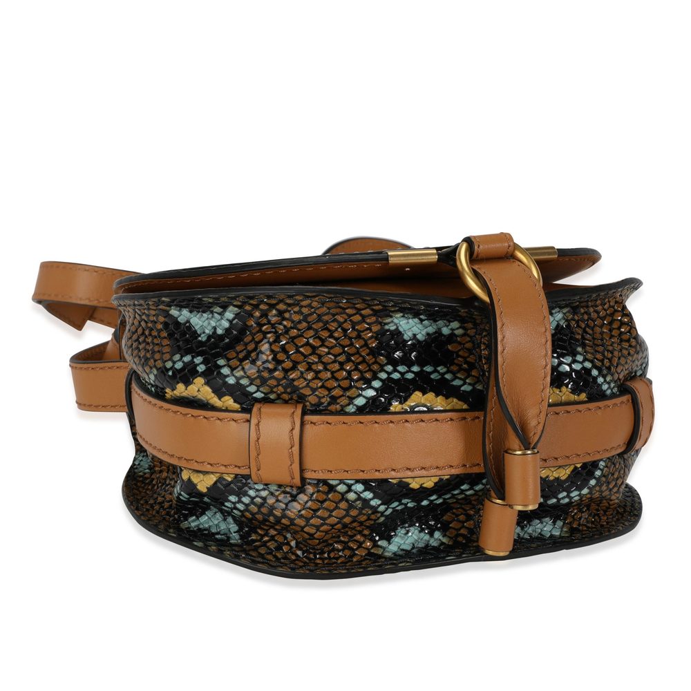 Chloe Brown And Teal Python-Embossed Calfskin Sma… - image 5